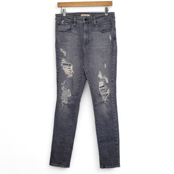 Levi's Women's 721 High Rise Skinny Jeans Size 31 Vintage Black Wash Distressed - Picture 1 of 9
